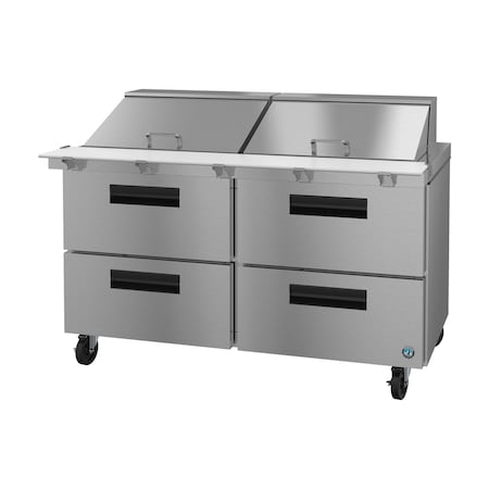 Hoshizaki Refrigerator, Two Section Mega Top Prep Table, Stainless Drawers,  SR60B-24MD4